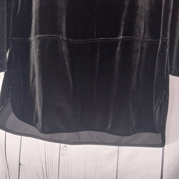 Lauren Ralph Lauren Tunic Velvet Top Black Stretch Keyhole Droptail Size L - Picture 6 of 12
